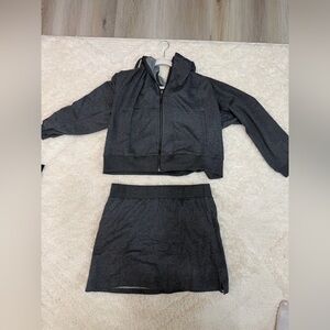 Dark Gray Hoodie and Skirt Set